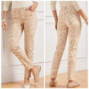 TALBOTS NWT 20W Slim Ankle Jeans • Star Paisley • Curvy Fit • Neutral Floral 20